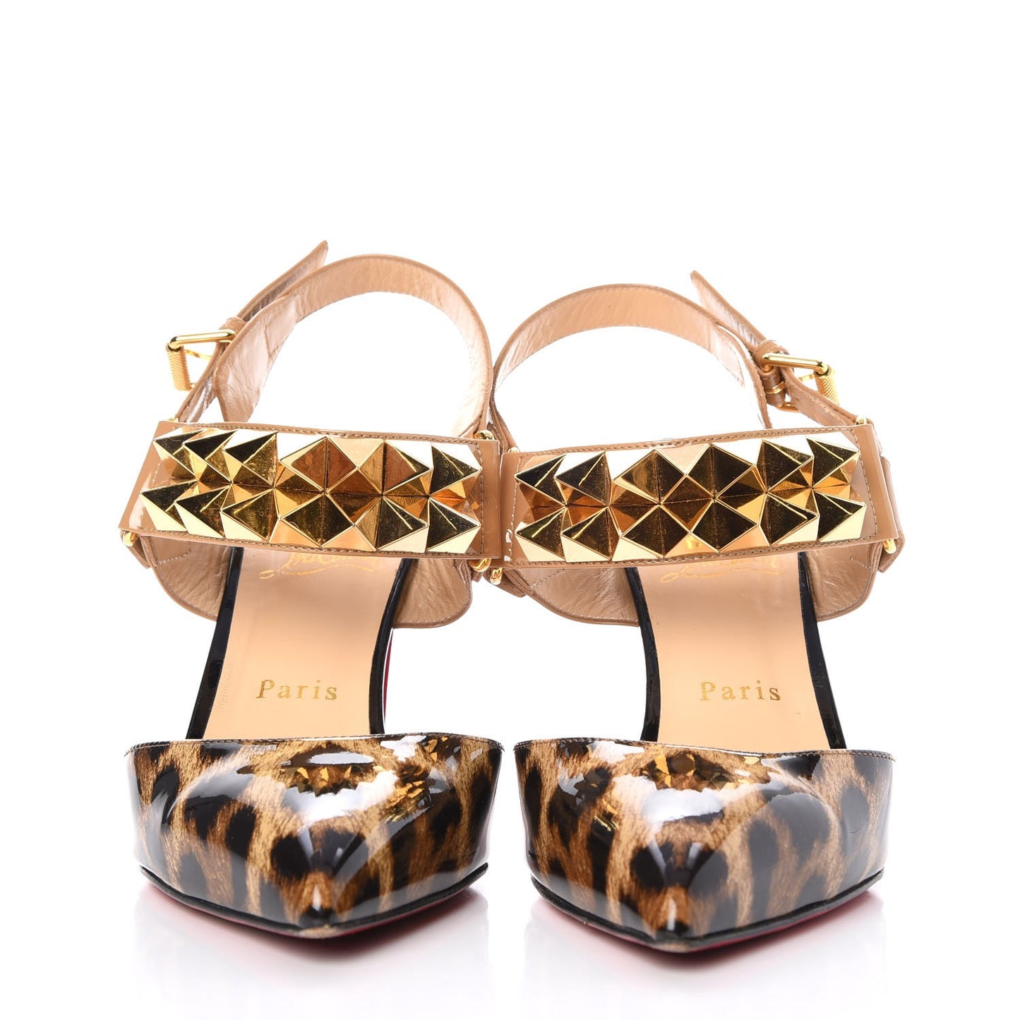 Patent Printed Ziggoo Studded Pumps 39.5 Black Leopard