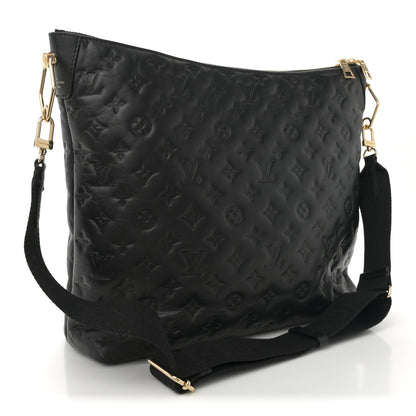 Louis Vuitton Lambskin Embossed Monogram Coussin Hobo MM Black 4 of 11