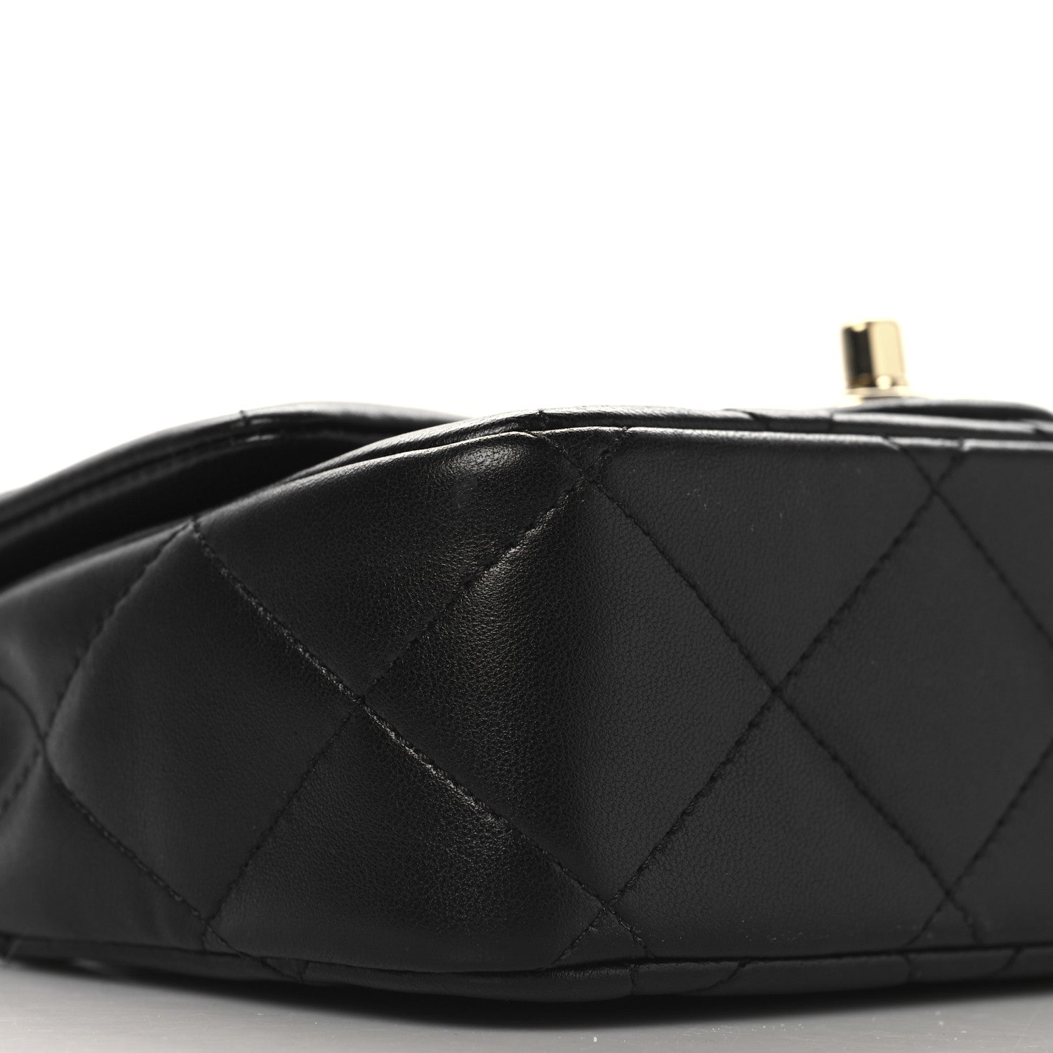 Chanel Lambskin Quilted Resin Pearl Chain Top Handle Flap Black