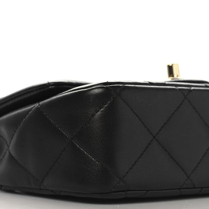 Chanel Lambskin Quilted Resin Pearl Chain Top Handle Flap Black 9 of 10