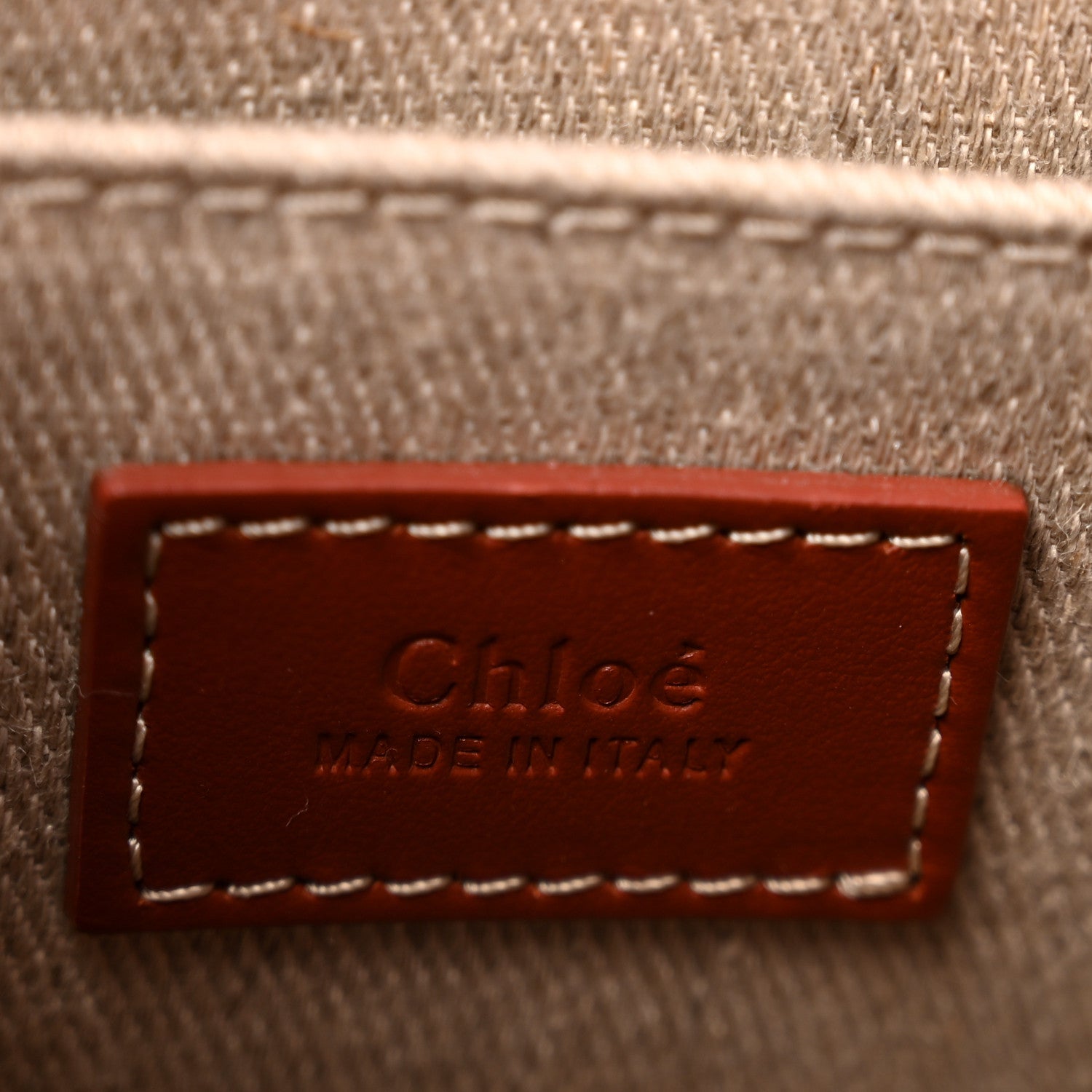 Chloe Cotton Calfskin Small Woody Ribbon Tote With Strap Dark Red 6 of 13