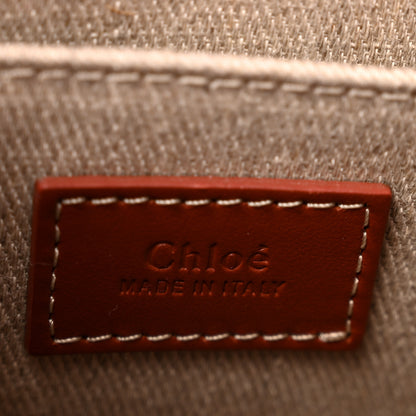 Chloe Cotton Calfskin Small Woody Ribbon Tote With Strap Dark Red 6 of 13