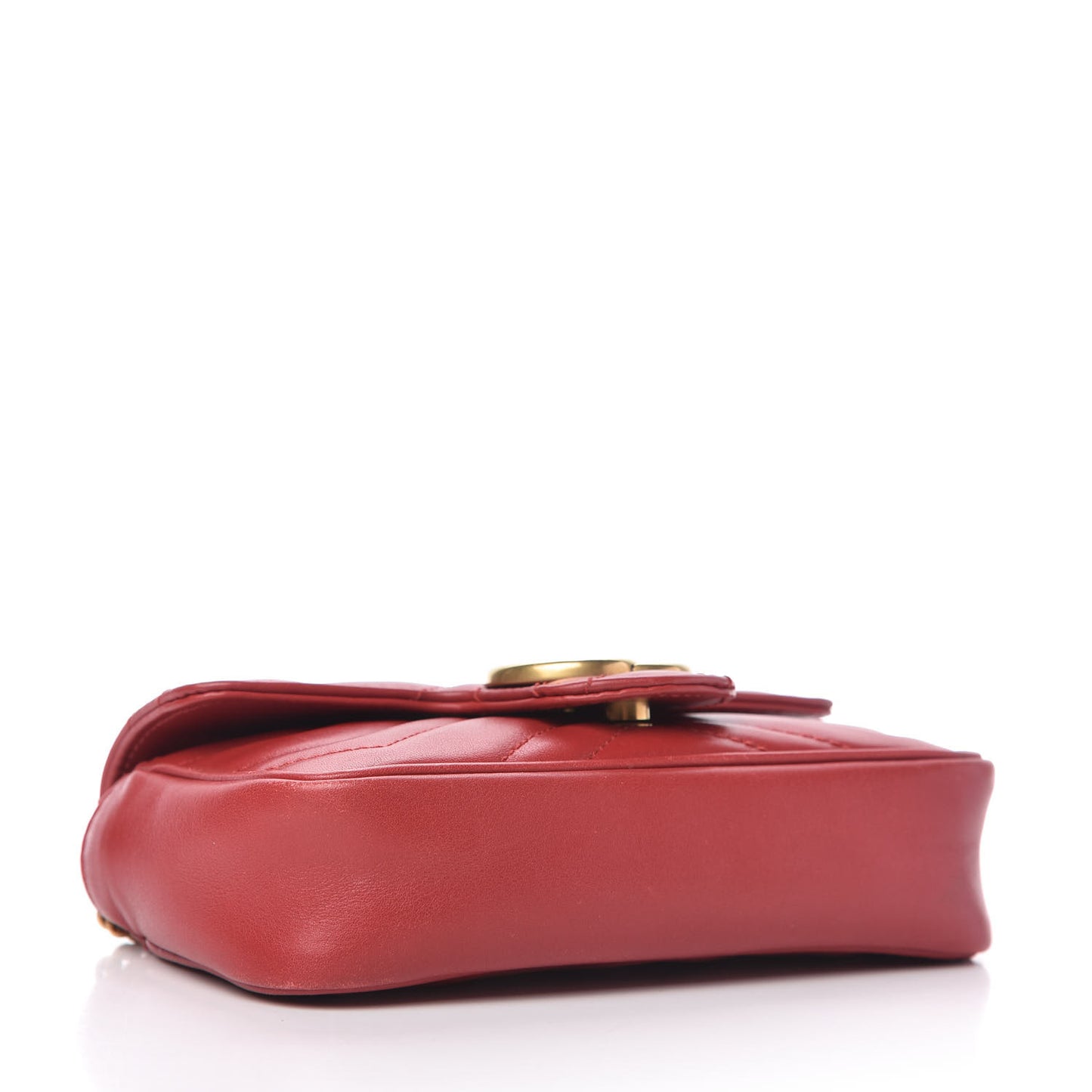 Calfskin Matelasse Super Mini GG Marmont Shoulder Bag Hibiscus Red