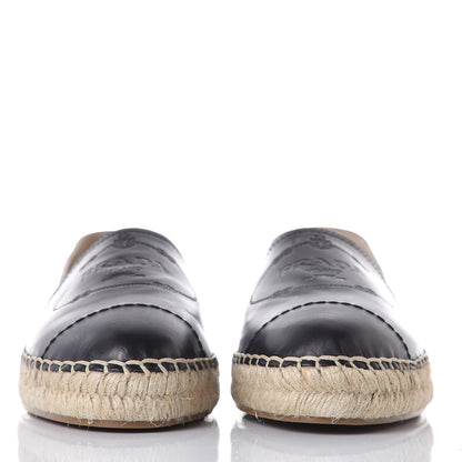 Prada Vitello Lux Logo Embossed 20mm Espadrilles 40 Black 2 of 10