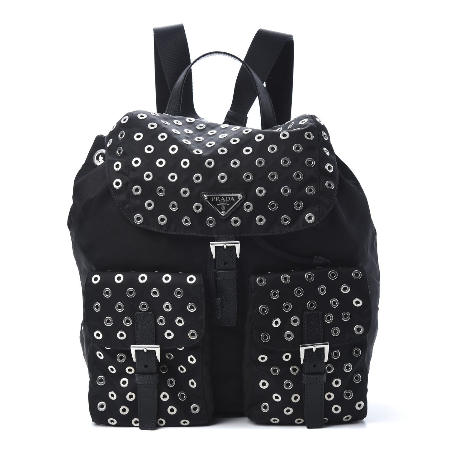 Tessuto Nylon Grommet Backpack Black
