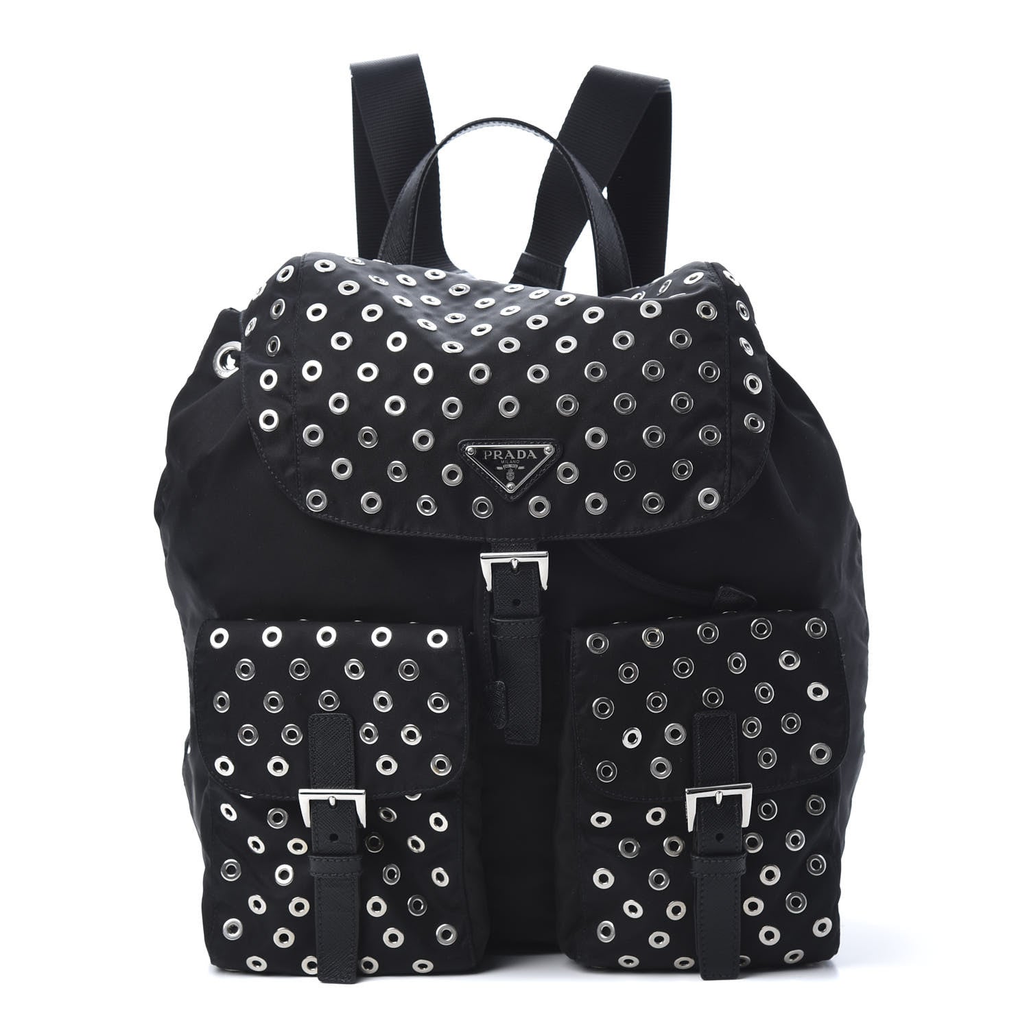 Prada Tessuto Nylon Grommet Backpack Black 1 of 10