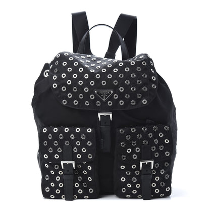 Prada Tessuto Nylon Grommet Backpack Black 1 of 10