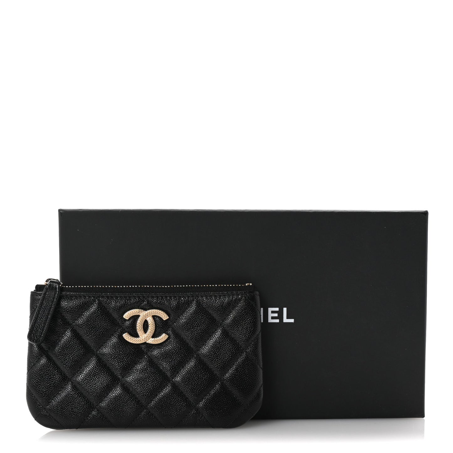 Caviar Quilted Studded CC Small Cosmetic Case Black