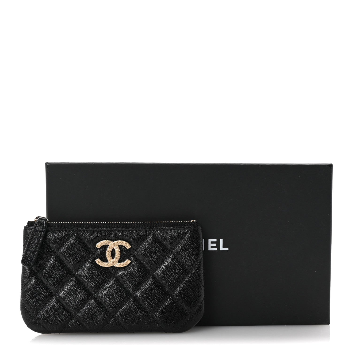 Chanel Caviar Quilted Studded CC Small Cosmetic Case Black 8 of 8