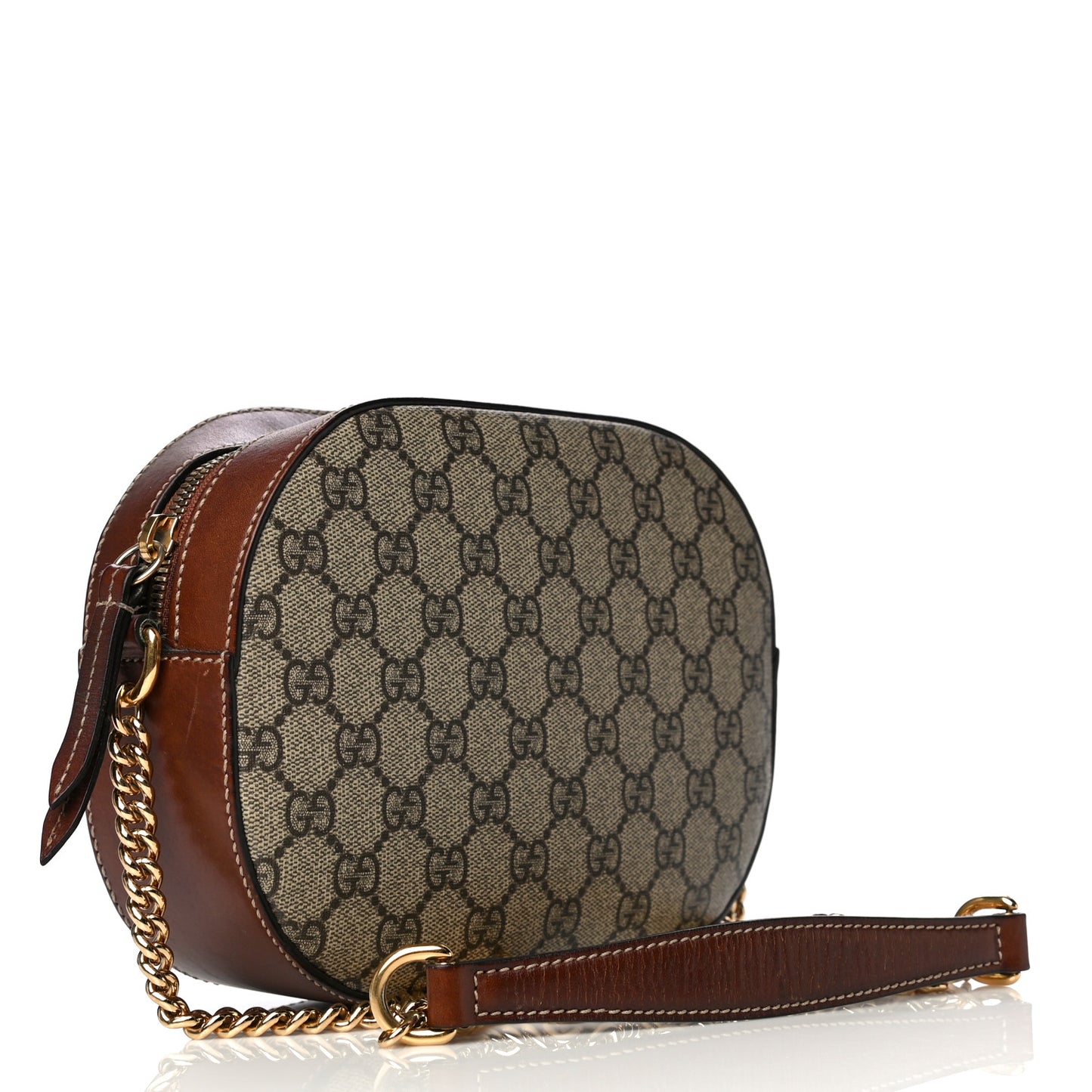 GG Supreme Monogram Cuoio Toscano Mini Chain Shoulder Bag Beige Ebony Cuir