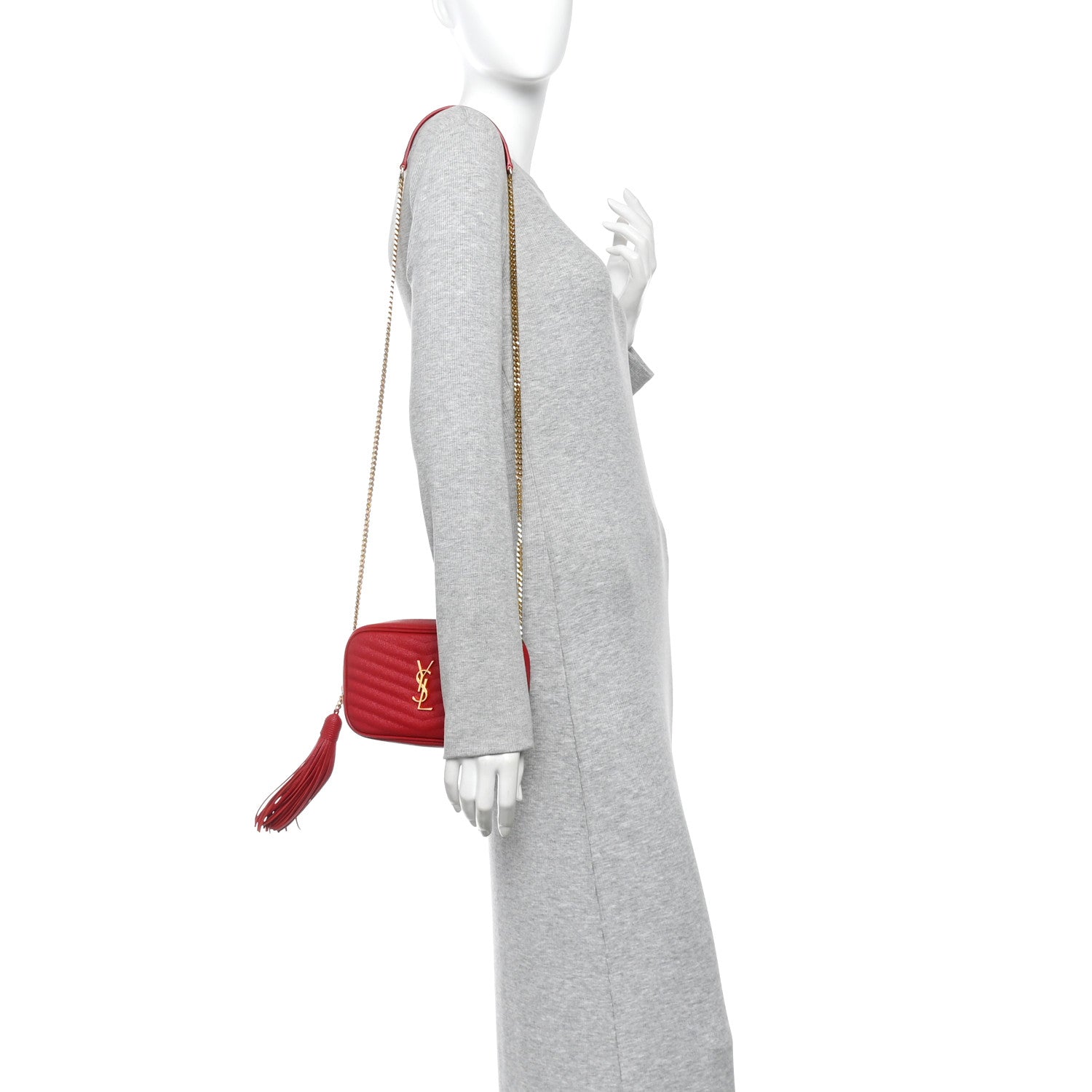 Saint Laurent Grain De Poudre Matelasse Monogram Mini Lou Camera Bag Eros Red 2 of 11