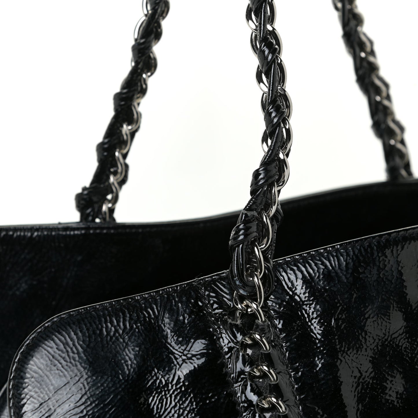 Patent Calfskin Large Luxe Ligne Tote Black
