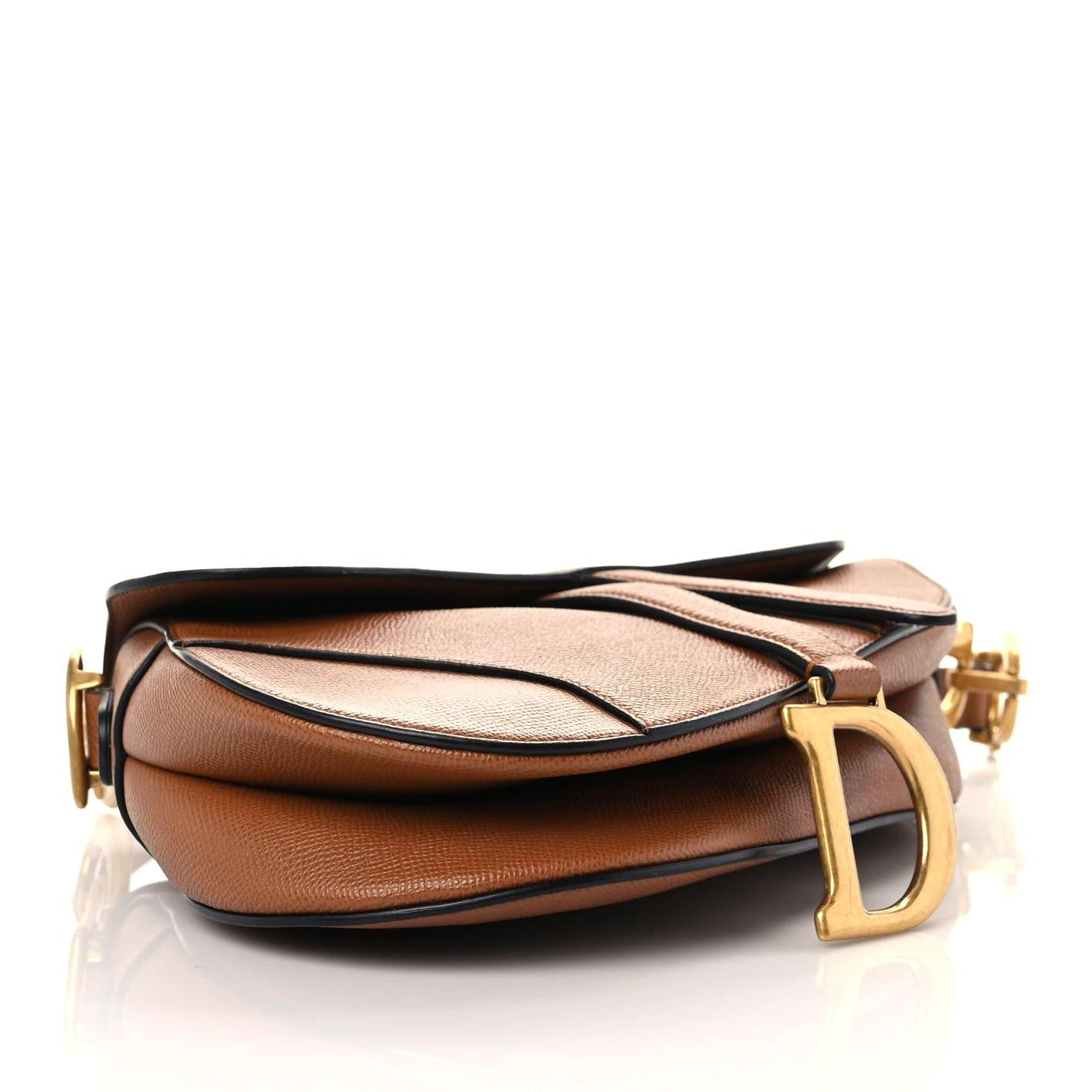 Grained Calfskin Saddle Bag Camello