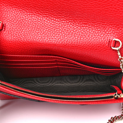 Gucci Pebbled Calfskin Soho Wallet on Chain Tabasco Red 4 of 10