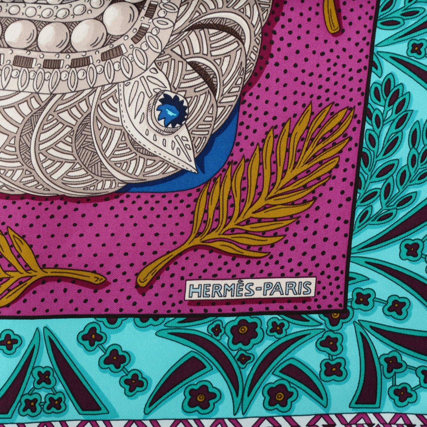 Hermes Silk Zénobie Reine De Palmyre Scarf 90 Bleu Violet Sepia 4 of 6