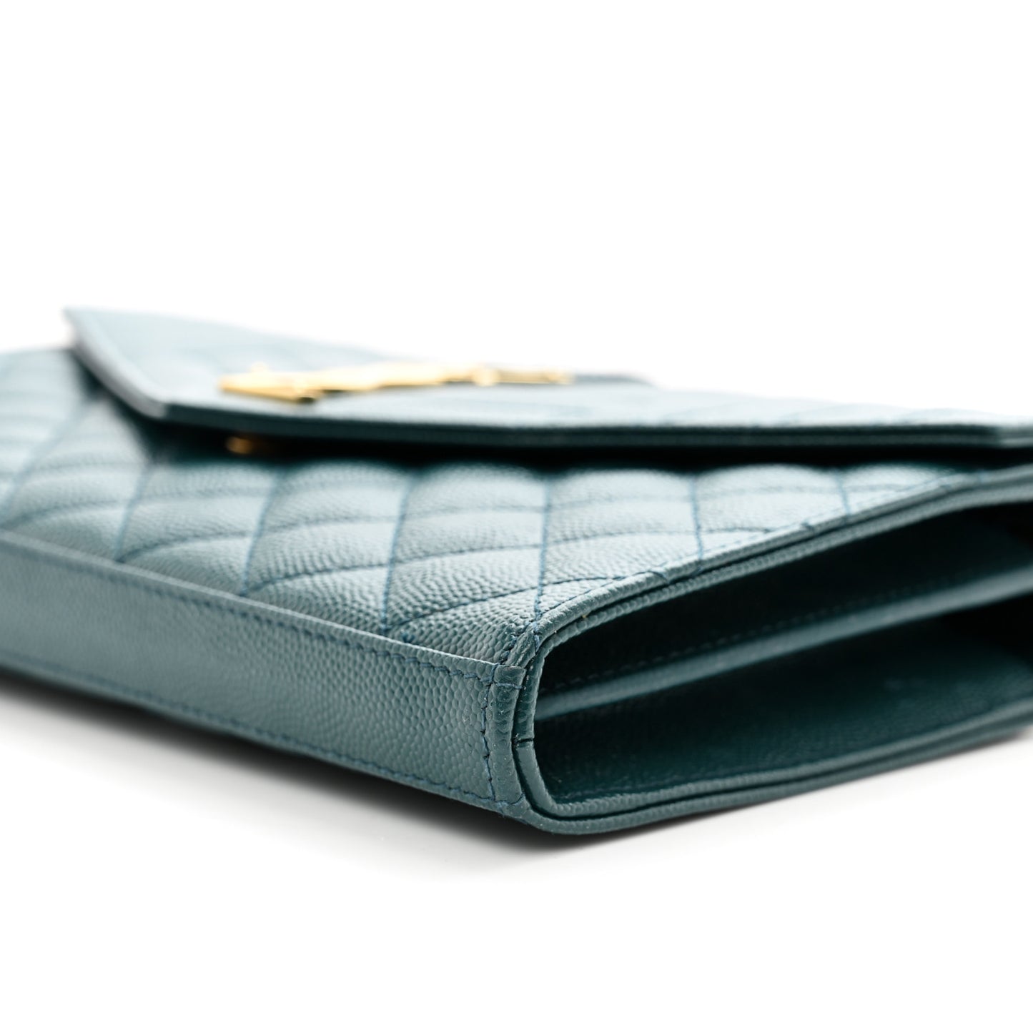 Grain De Poudre Mixed Matelasse Triquilt Monogram Chain Wallet Sea Turquoise