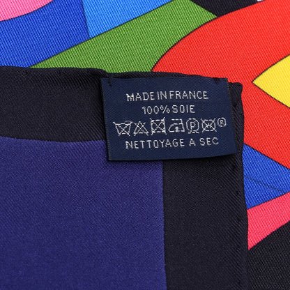 Hermes Silk Cheval de Fette Scarf 90 Indigo Jaune Vif 5 of 5