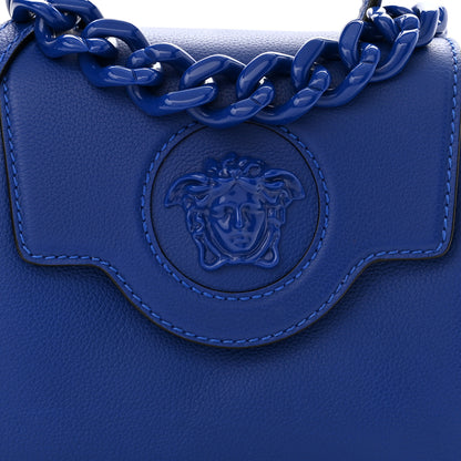 Versace Grained Calfskin Small La Medusa Top Handle Bag Lapis 7 of 9