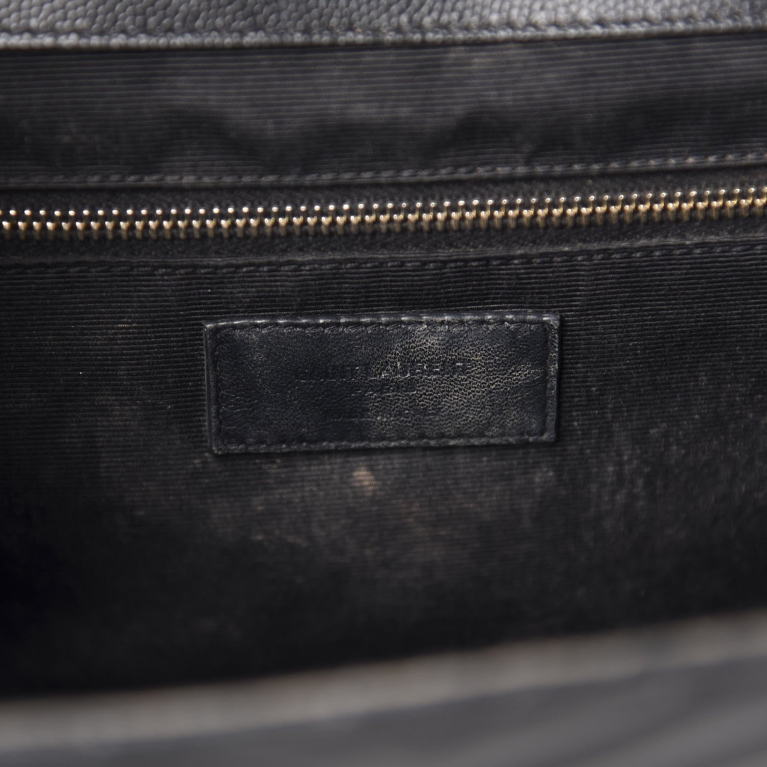 Saint Laurent Grain De Poudre Matelasse Chevron Large Monogram Satchel Black 13 of 17