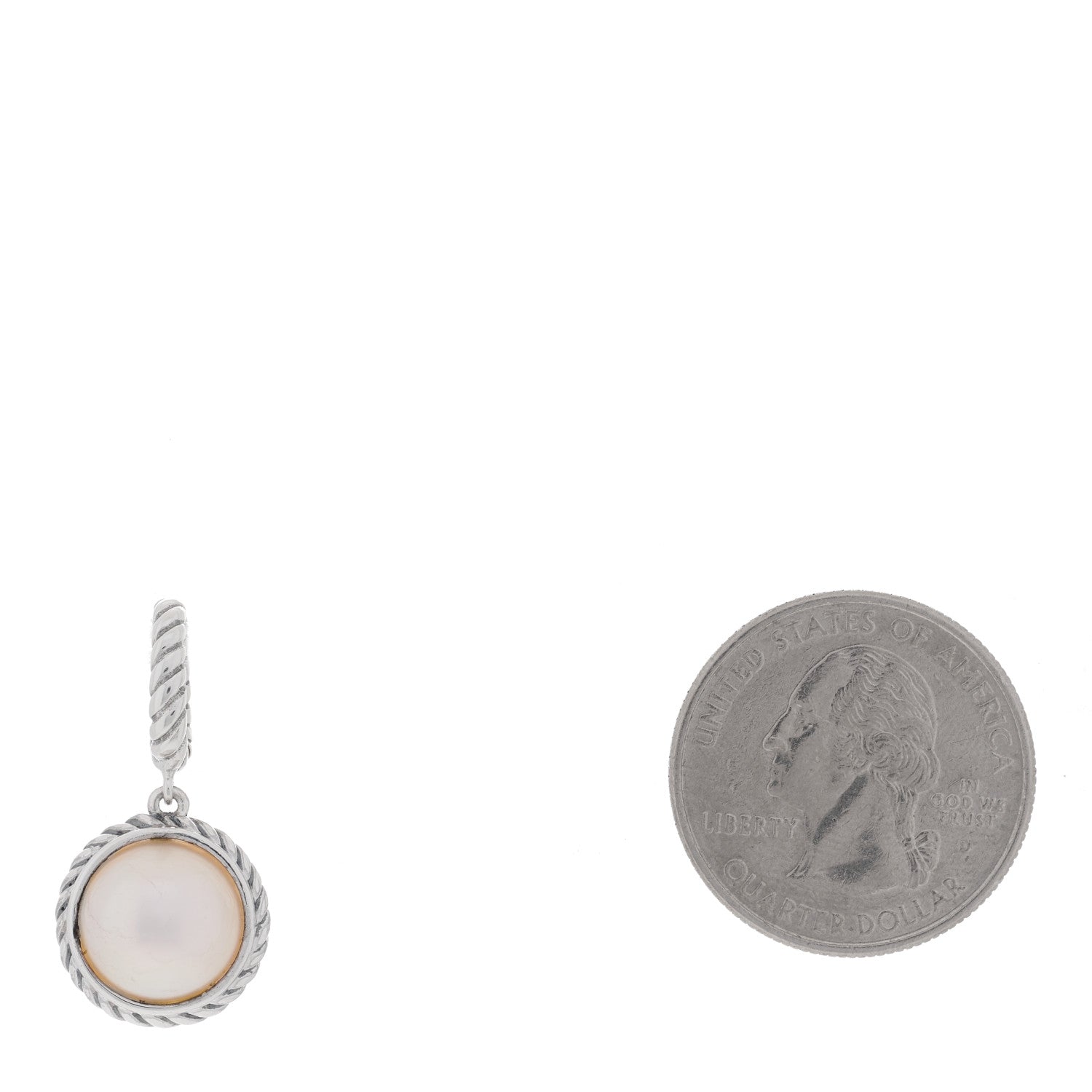 David Yurman Sterling Silver Pearl Cable Enhancer Pendant 2 of 4
