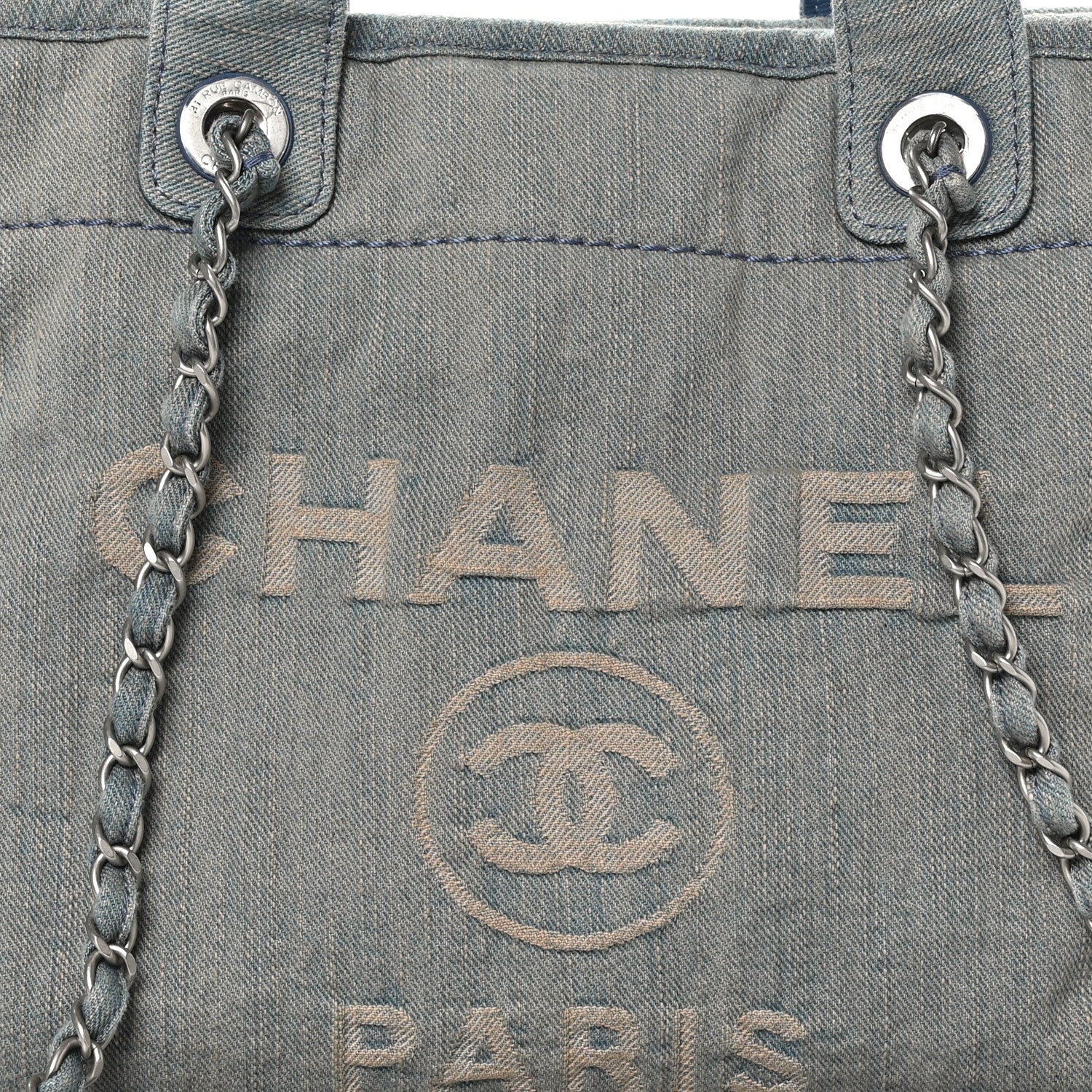 Chanel Denim Small Deauville Tote Light Blue 9 of 11