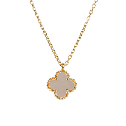 Van Cleef & Arpels 18K Yellow Gold Mother of Pearl Sweet Alhambra Pendant Necklace 3 of 7