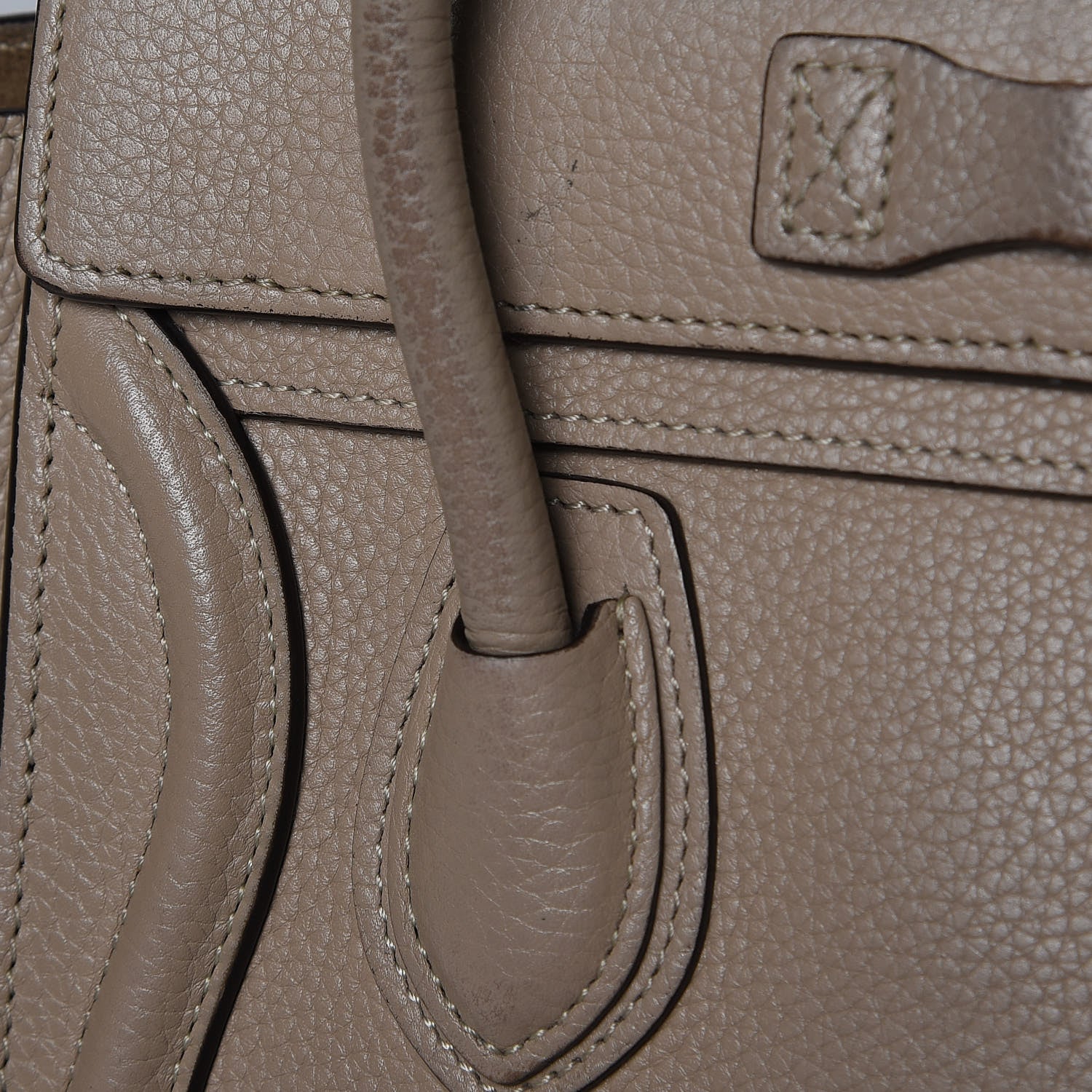 Celine Drummed Calfskin Nano Luggage Dune 10 of 12