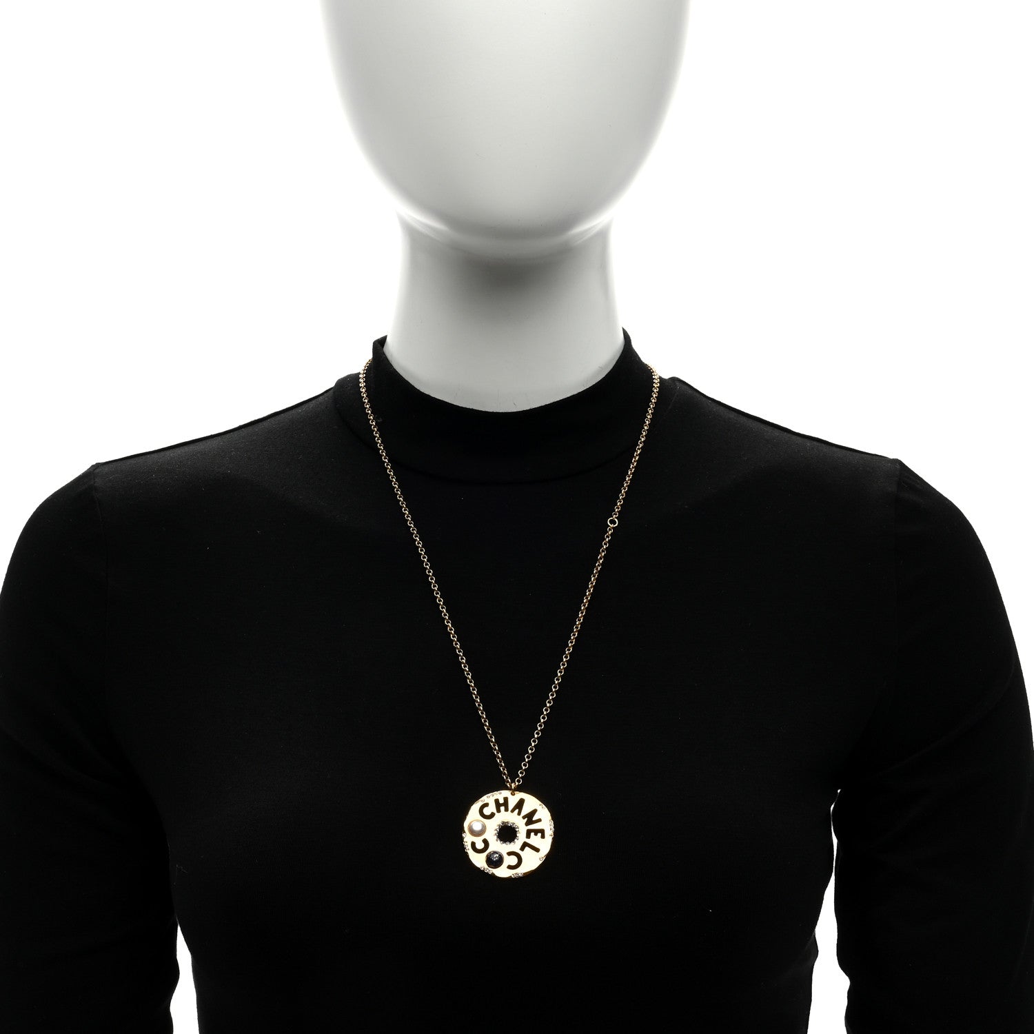 Chanel Crystal Pearl Papyrus Necklace Gold 3 of 4
