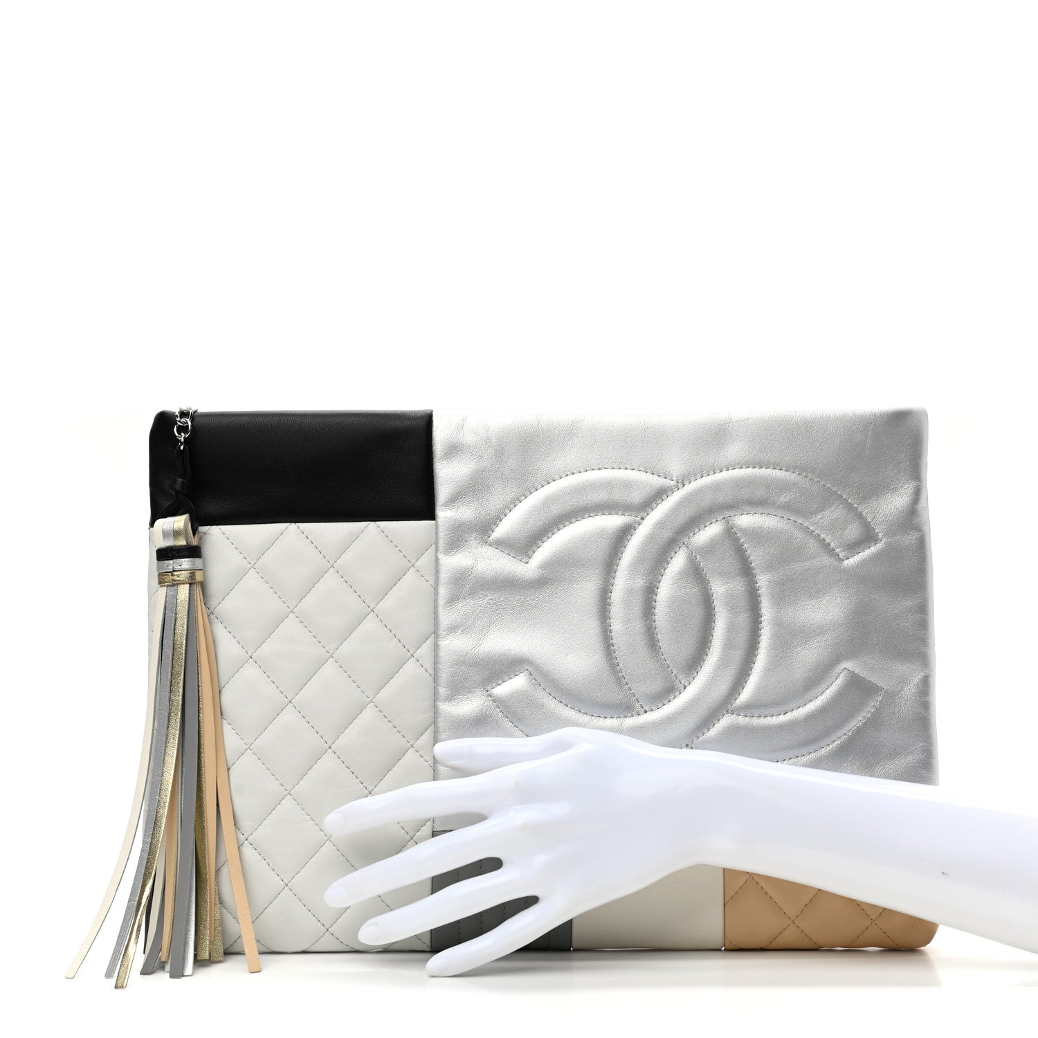 Chanel Lambskin Patchwork Medium Cosmetic Case Multicolor Silver 2 of 8