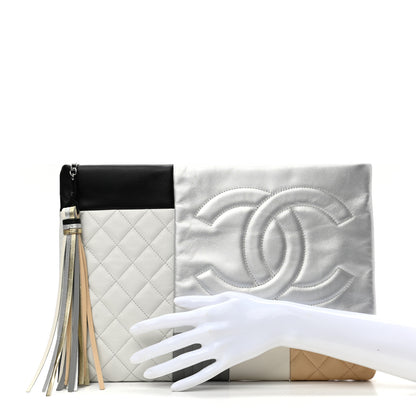 Chanel Lambskin Patchwork Medium Cosmetic Case Multicolor Silver 2 of 8