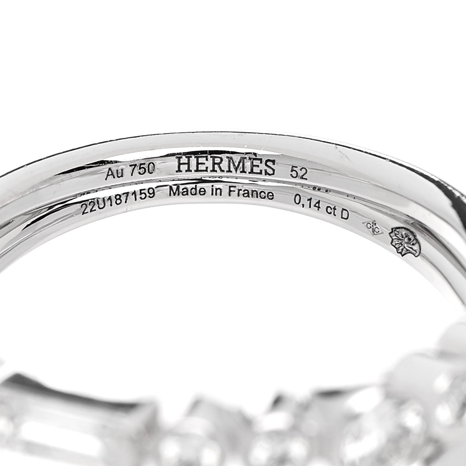 Hermes 18K White Gold Diamond Chaine D'Ancre Fancy Chaos Ring 52 6 4 of 5