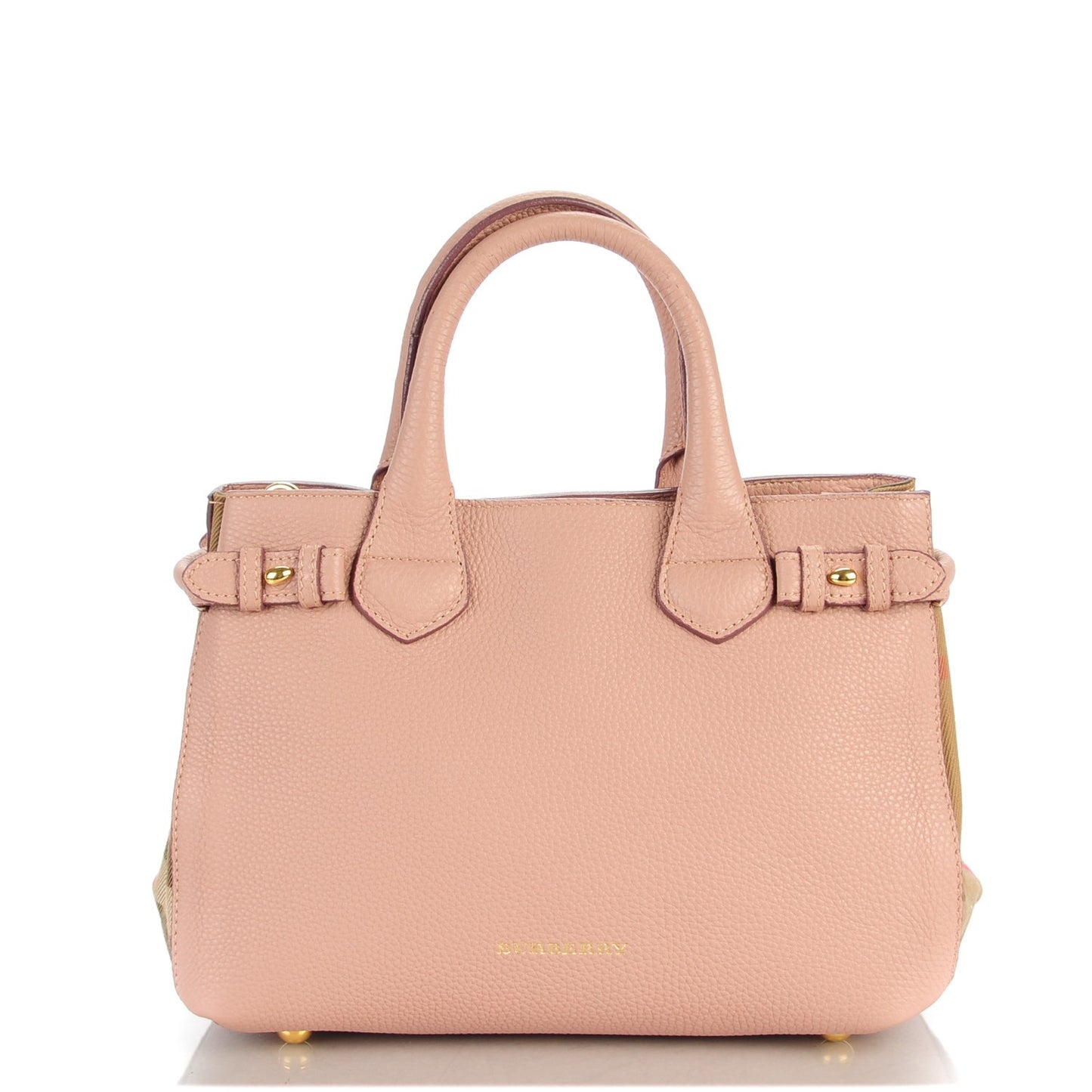 Grainy Calfskin House Check Small Banner Tote Pale Orchid