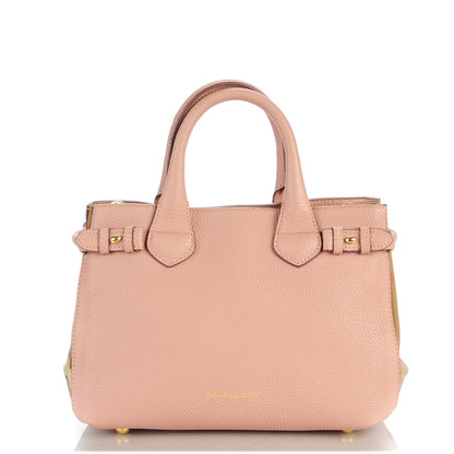 Burberry Grainy Calfskin House Check Small Banner Tote Pale Orchid 1 of 8