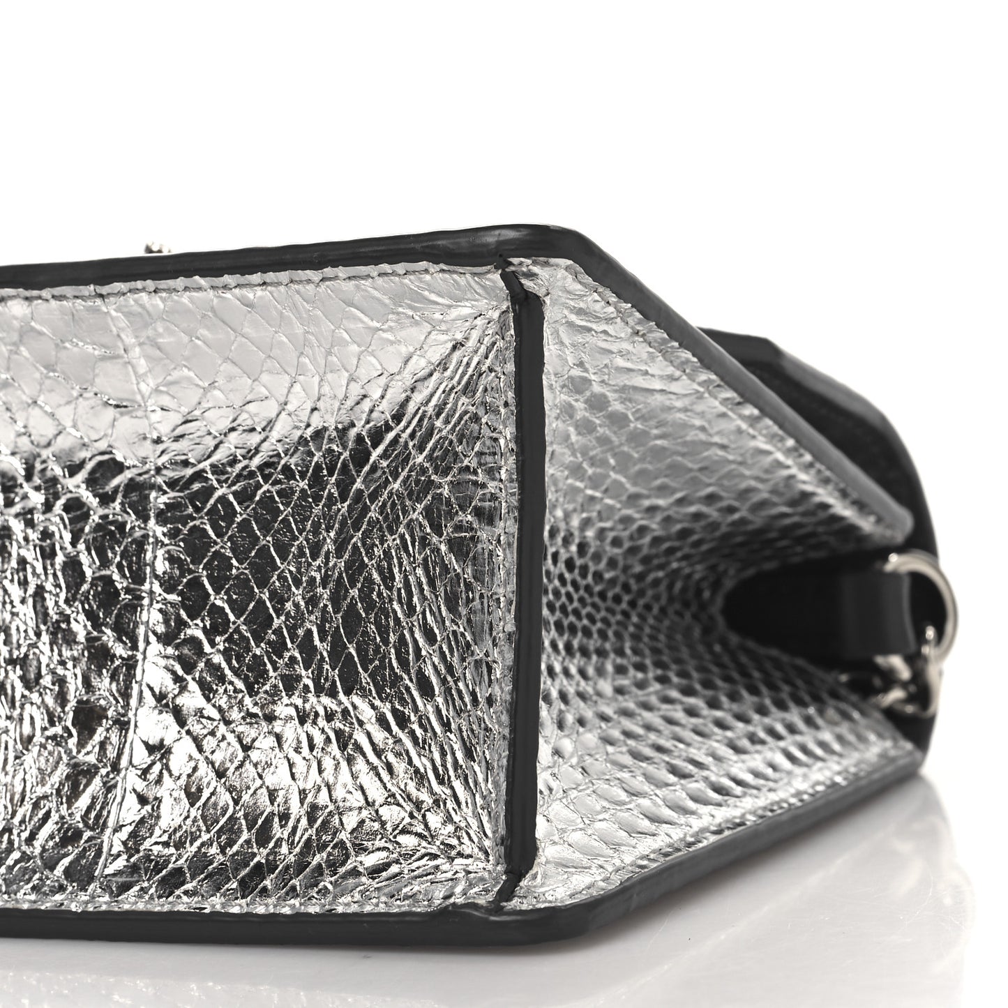 Metallic Calfskin Snakeskin Embossed Madeline Crossbody Bag Silver