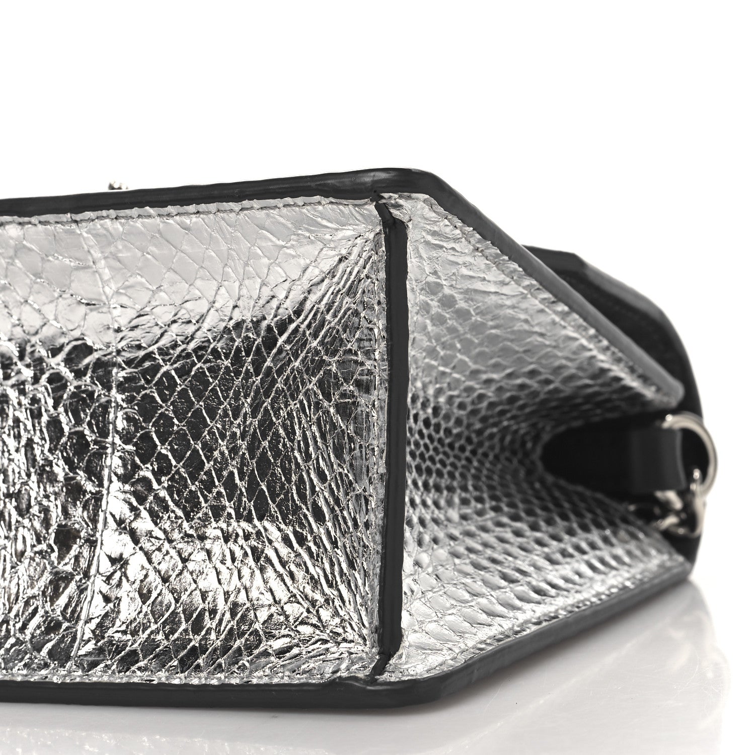 Jimmy Choo Metallic Calfskin Snakeskin Embossed Madeline Crossbody Bag Silver 9 of 13