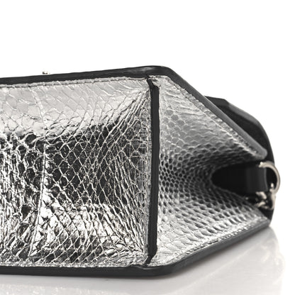 Jimmy Choo Metallic Calfskin Snakeskin Embossed Madeline Crossbody Bag Silver 9 of 13