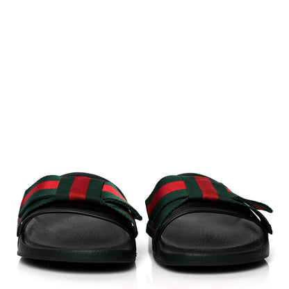 Gucci Satin Web Bow Slide Sandals 40 Black 2 of 8