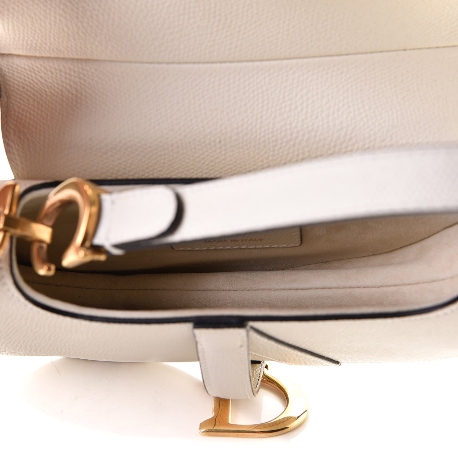 Christian Dior Grained Calfskin Mini Saddle Bag White 5 of 5