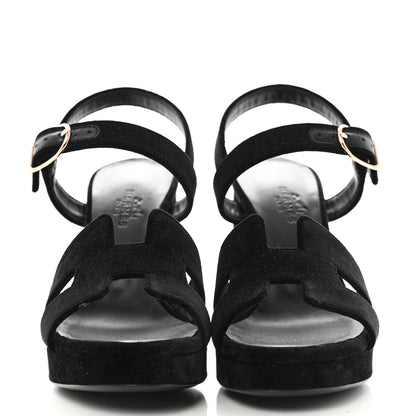 Hermes Velvet Jazz 90 Sandals 36.5 Black 3 of 10