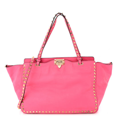 Valentino Garavani Vitello Medium Rockstud Tote Fuxia Fluo 1 of 16