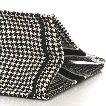 Christian Dior Canvas Houndstooth Embroidered Book Tote Black White 8 of 8