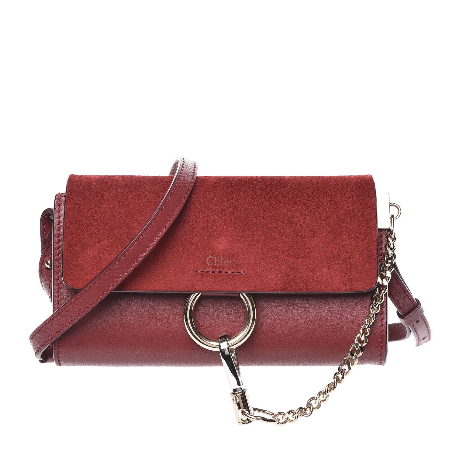 Chloe Suede Calfskin Mini Faye Shoulder Bag Plum Purple 1 of 12