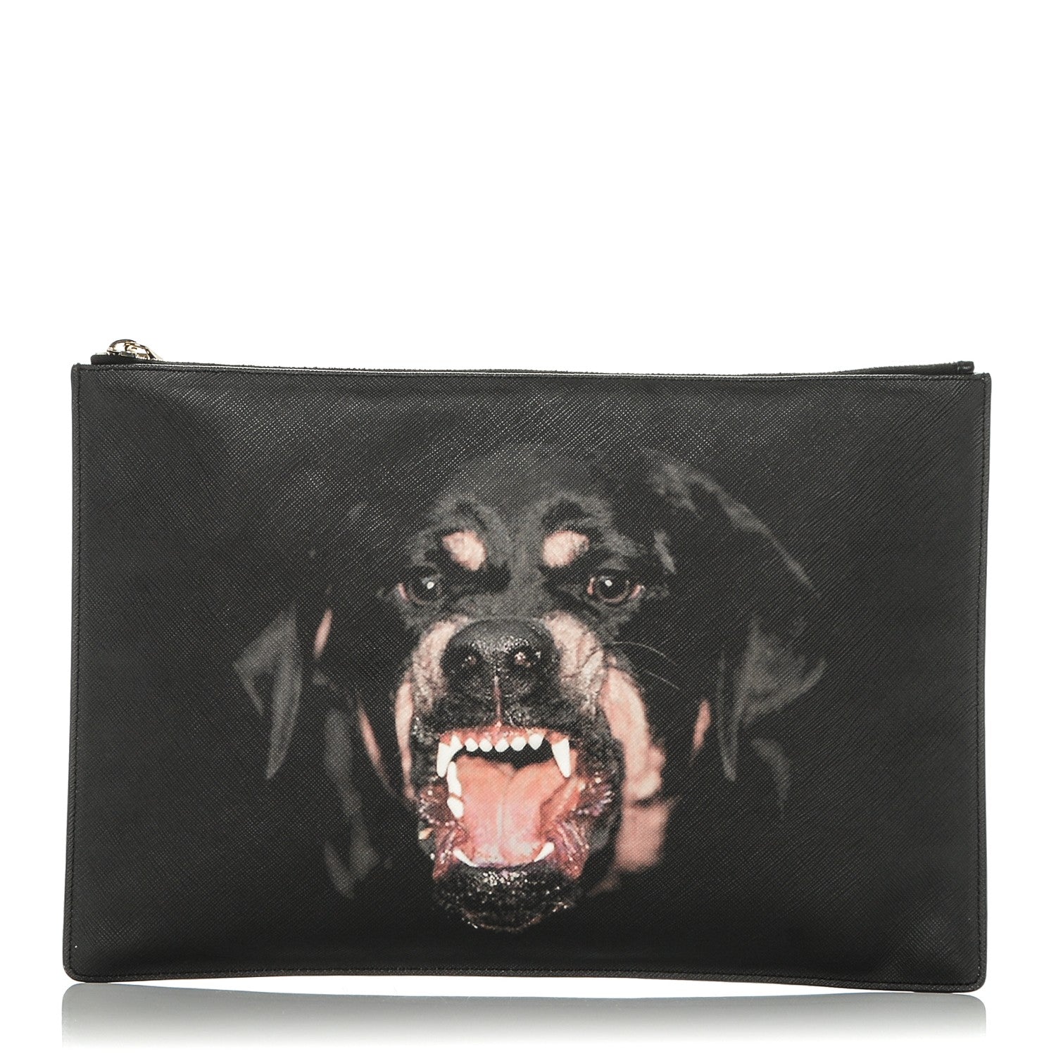 Givenchy Textured Coated Canvas Rottweiler Print Large Cosmetic Pouch Black 1 of 7