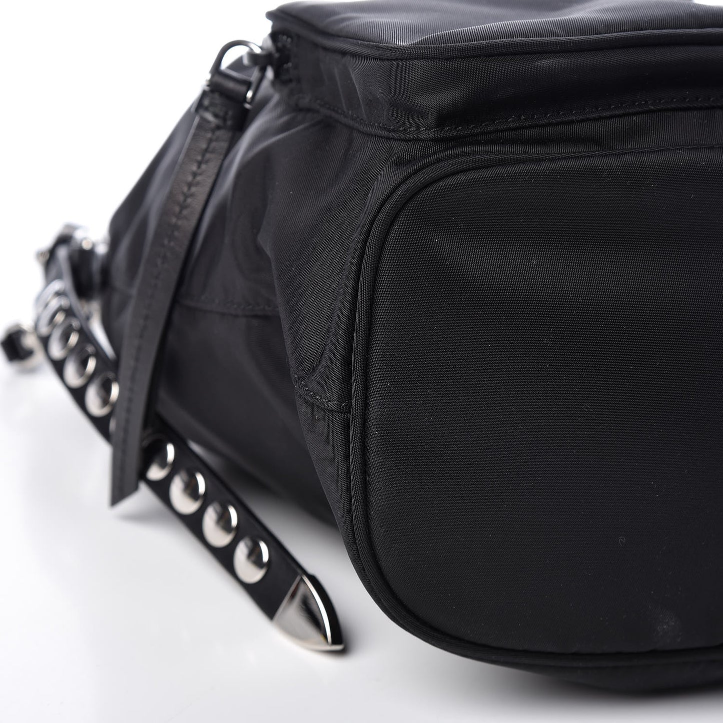 Tessuto Nylon Studded New Vela Mini Bucket Crossbody Bag Black