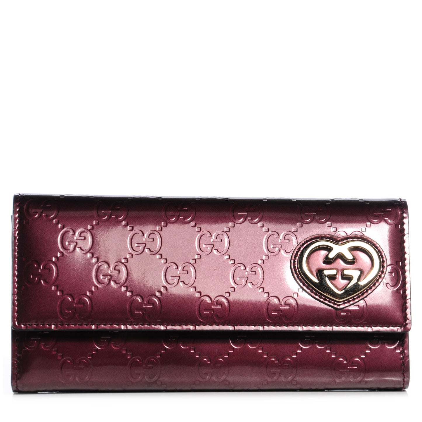 Shine Guccissima Lovely Heart Continental Wallet Scarlatto