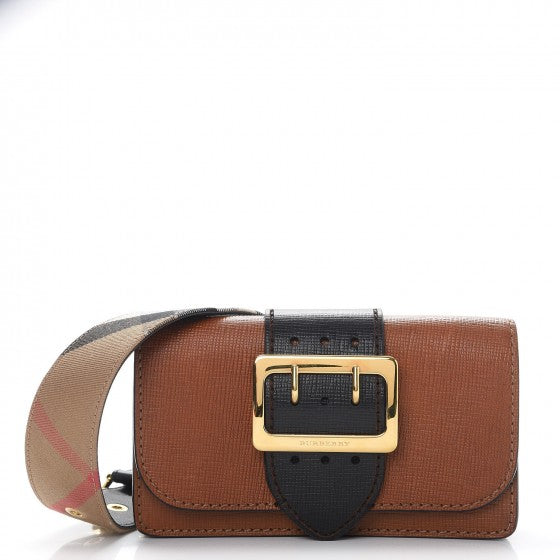 Burberry Grainy Calfskin House Check Small Buckle Bag Brown 1 of 9