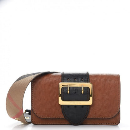 Burberry Grainy Calfskin House Check Small Buckle Bag Brown 1 of 9