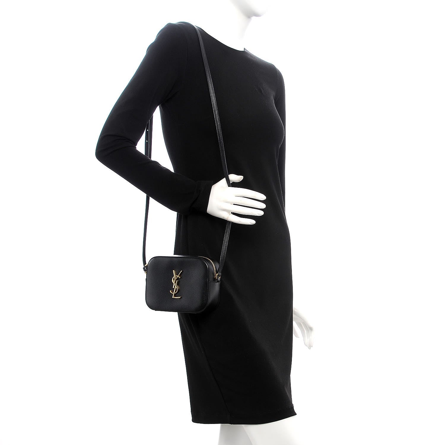 Saint Laurent Grain De Poudre Small Classic Monogram Camera Bag Black 2 of 7