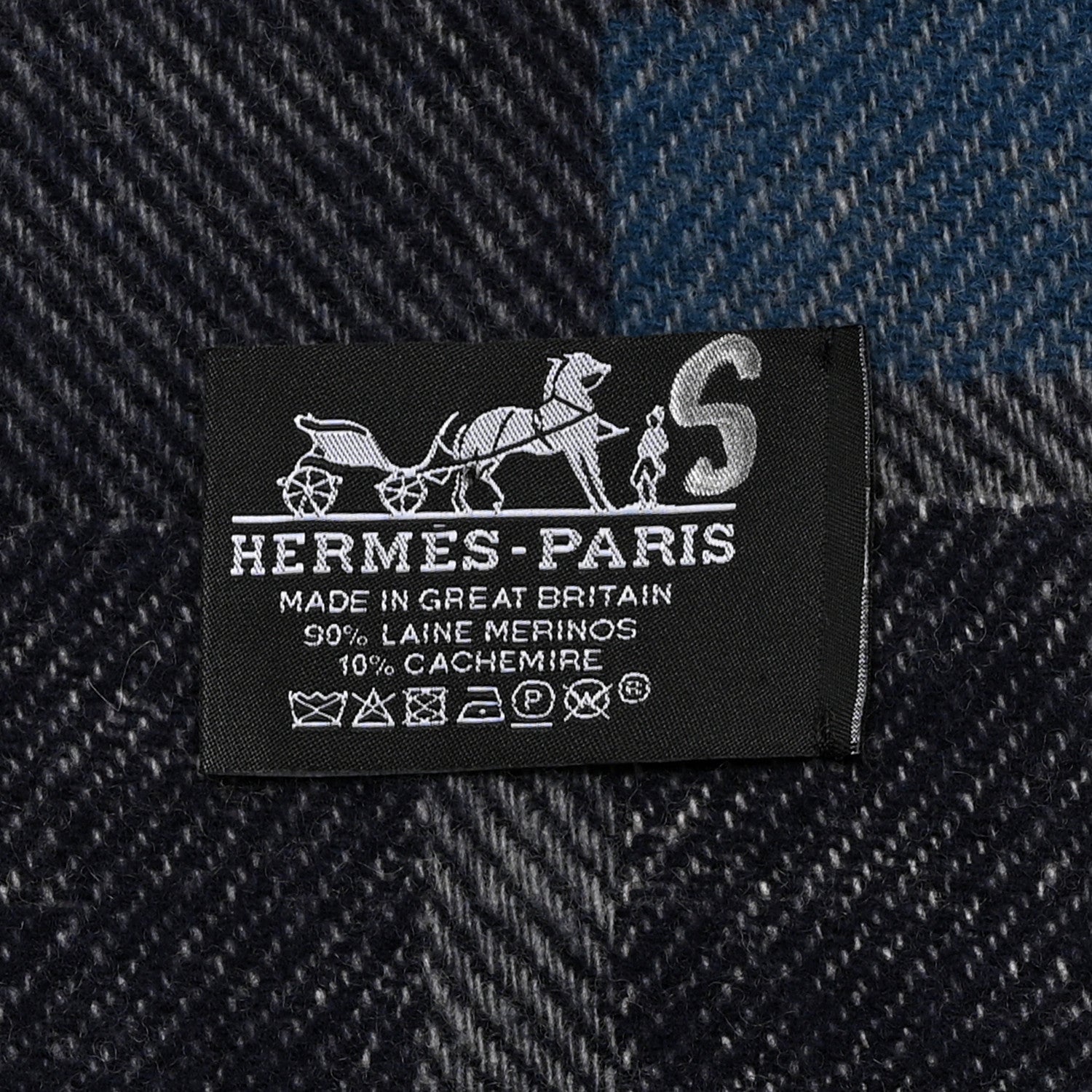 Hermes Wool Cashmere Patchwork Saddle Blanket Indigo 3 of 3