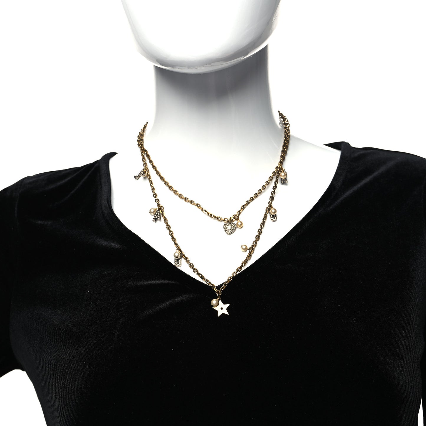 Metal Star J'adior Multi Strand Necklace Aged Gold